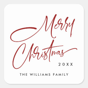 Elegant Minimalistisch Frohe Weihnachten Quadratischer Aufkleber