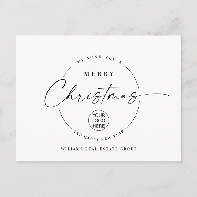 Elegant Minimalistisch frohe Weihnachten Unternehm Postkarte (Vorderseite)