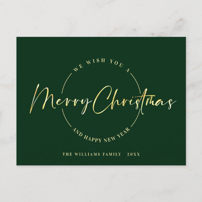 Elegant Minimalistisch frohe Weihnachtsgrüße Postkarte (Vorderseite)