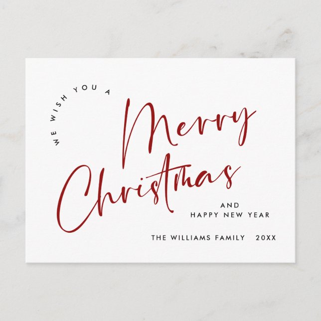 Elegant Minimalistisch frohe Weihnachtsgrüße Postkarte (Vorderseite)