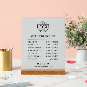 Elegant Minimalistisch Gray   Geschäftsöffnungszei Acrylschild