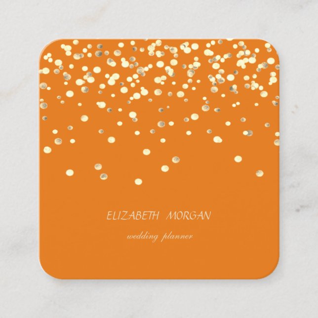 Elegant Minimalistisch, Imitate Gold Confetti Quadratische Visitenkarte (Vorderseite)