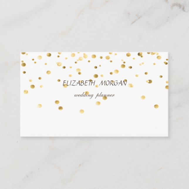 Elegant Minimalistisch, Imitate Gold Confetti Visitenkarte (Vorderseite)