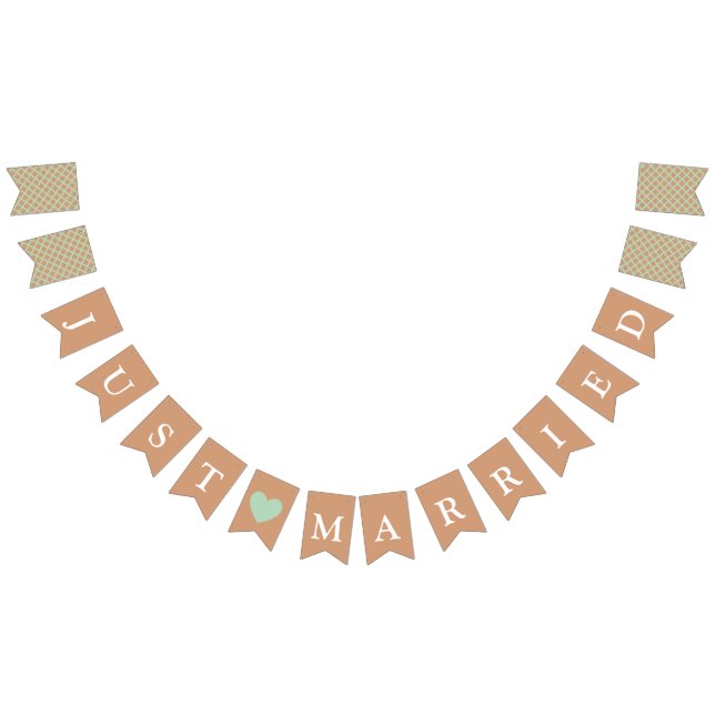 Elegant Minimalistisch Just Married Newlyweds Wimpelkette (Alle)