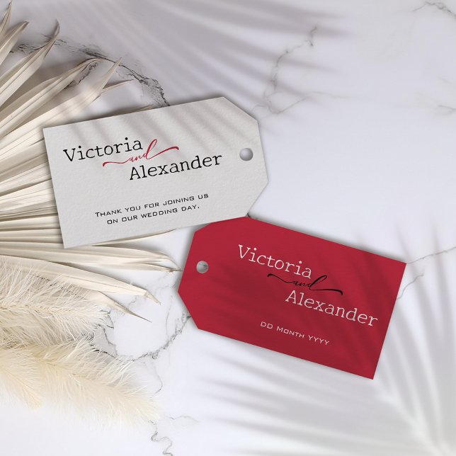 Elegant Minimalistisch mit einer Hochzeit mit rote Geschenkanhänger (Von Creator hochgeladen)