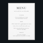 Elegant Minimalistisch | Moderne schicke einfache  Menükarte<br><div class="desc">Eine einfache, elegante Hochzeitskarte in einem modernen minimalistischen Design-Stil mit klassischer Typografie und einem schicken, eleganten Ambiente. Der Text kann leicht mit Ihren Menüoptionen für ein einzigartiges Hochzeitsdesign personalisiert werden. Wenn Sie Hilfe bei der Anpassung dieses Produkts benötigen, kontaktieren Sie mich bitte über den unten stehenden Nachrichtenkopf und ich werde...</div>
