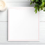 Elegant Minimalistisch rosa Zwei Grenzen Notizblock<br><div class="desc">Erstellen Sie Ihre eigenen personalisierten Notizblöcke mit elegantem Typografienamen und zwei Randlinien.</div>