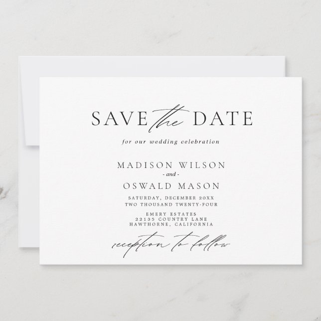 Elegant minimalistisch Save the Date horizontal Einladung (Vorderseite)