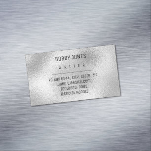 Elegant Minimalistisch silbermetallisch Magnetische Visitenkarte