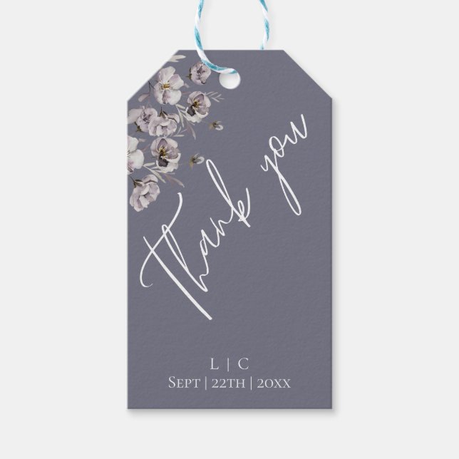 Elegant minimalistisch staubige graue Aquarellfarb Geschenkanhänger (Vorderseite)