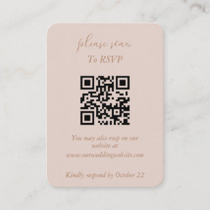 Elegant minimalistisch staubige Rosa und Gold QR Begleitkarte