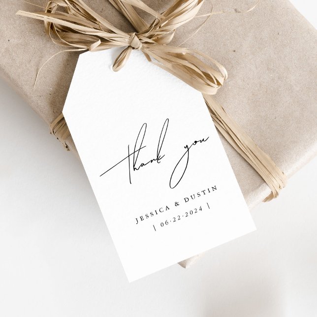 Elegant Minimalistisch Vielen Dank Black Script We Geschenkanhänger (Von Creator hochgeladen)