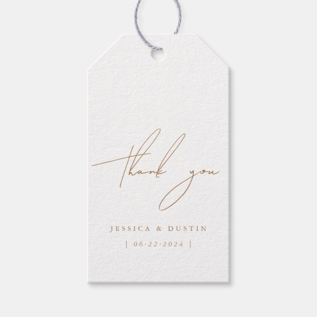 Elegant Minimalistisch Vielen Dank, Script Gold We Geschenkanhänger (Vorderseite)