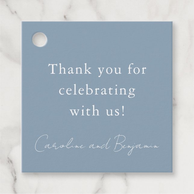 Elegant Minimalistisch Wedding Dusty Blue Vielen D Geschenkanhänger (Vorderseite)