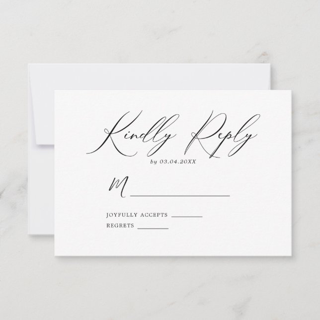 Elegant Minimalistisch Wedding Kindly Antwort (Vorderseite)