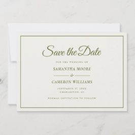 Elegant Minimalistisch Wedding Monogram QR Olive G Save The Date