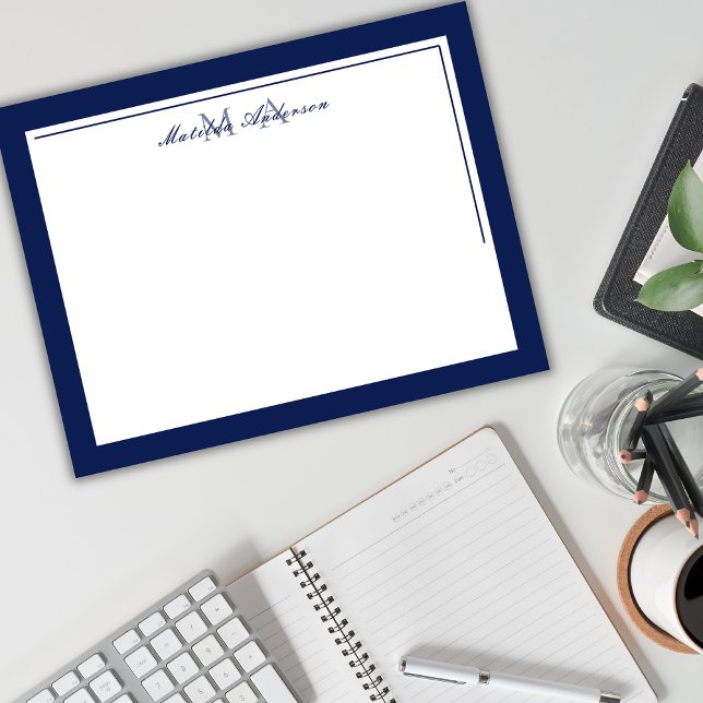 Elegant, Minimalistisch, zwei Grenznamen Monogramm Mitteilungskarte (Von Creator hochgeladen)