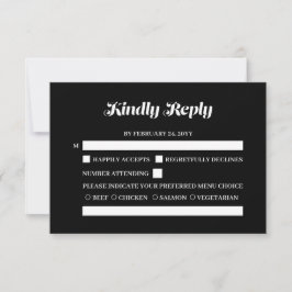 Elegant Minimalistische kalligraphische Schwarze H RSVP Karte