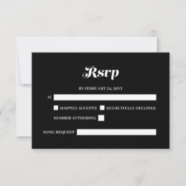 Elegant Minimalistische kalligraphische Schwarze H RSVP Karte