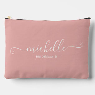 Elegant Minimalistische Rosa Rosa Personalisierte Zubehörtasche