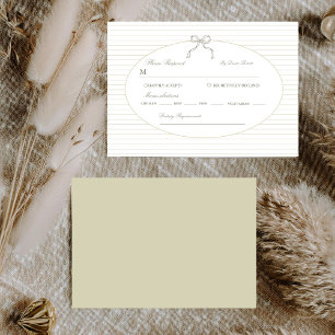 Elegant Minimalistische Streifen Grüne Hochzeit RSVP Karte