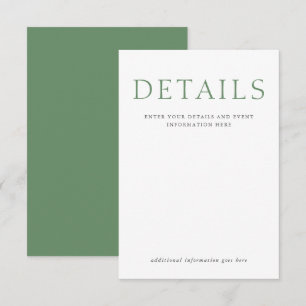 Elegant minimalistischer Hochzeitstyp Salbei & Wei Begleitkarte