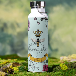 Elegant Mint Floral Queen Bee Trinkflasche