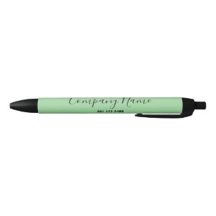 Elegant Mint Green Black Phone Number & Script Kugelschreiber
