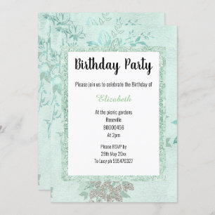 ELEGANT MINT GREEN FLORAL LAYERED GEBURTSTAG EINLADUNG