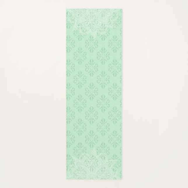 Elegant Mint Green Oriental Mandala Yoga Mat Yogamatte (Vorderseite)