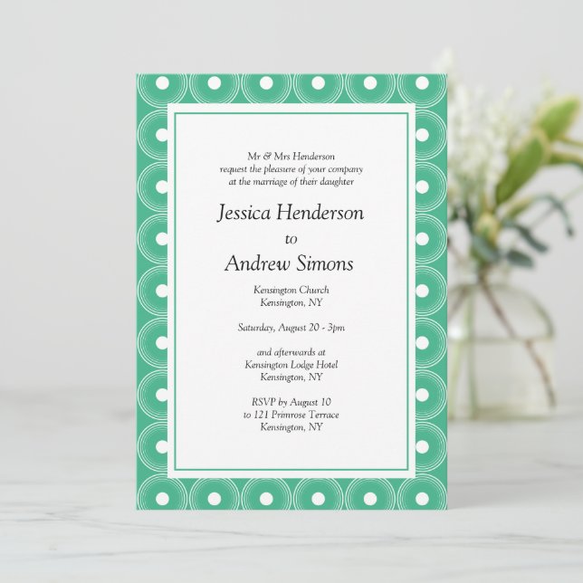 Elegant Mint Green Wedding Einladung (Stehend Vorderseite)
