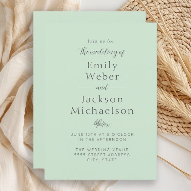 Elegant Mint Green Wedding Einladung (Mint green wedding invitation)