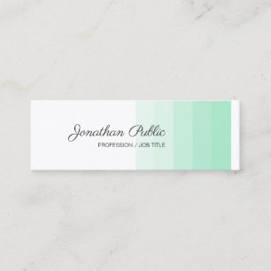 Elegant Mint Green White Calligraphed Modern Mini Visitenkarte