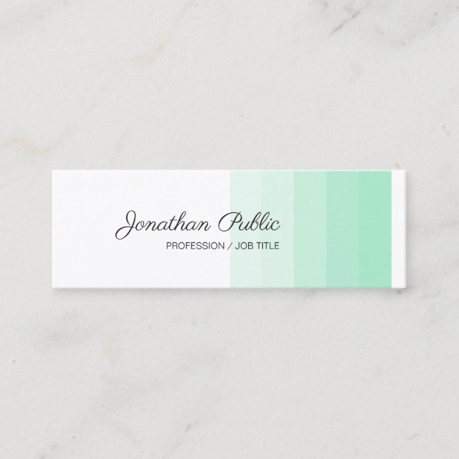 Elegant Mint Green White Calligraphed Modern Mini Visitenkarte (Vorderseite)