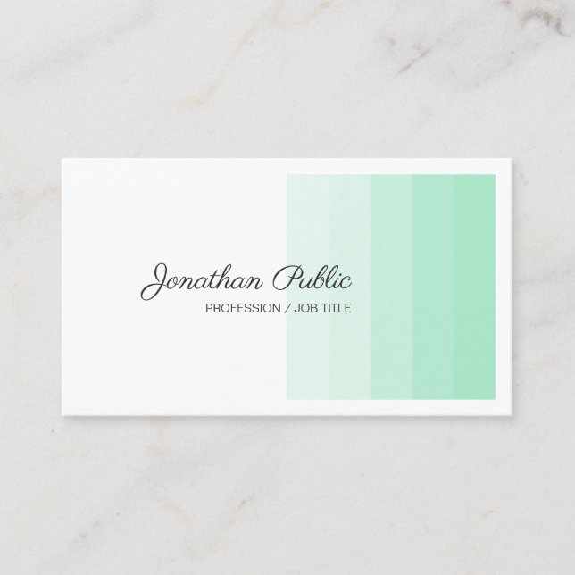 Elegant Mint Green White Calligraphy Script Modern Visitenkarte (Vorderseite)