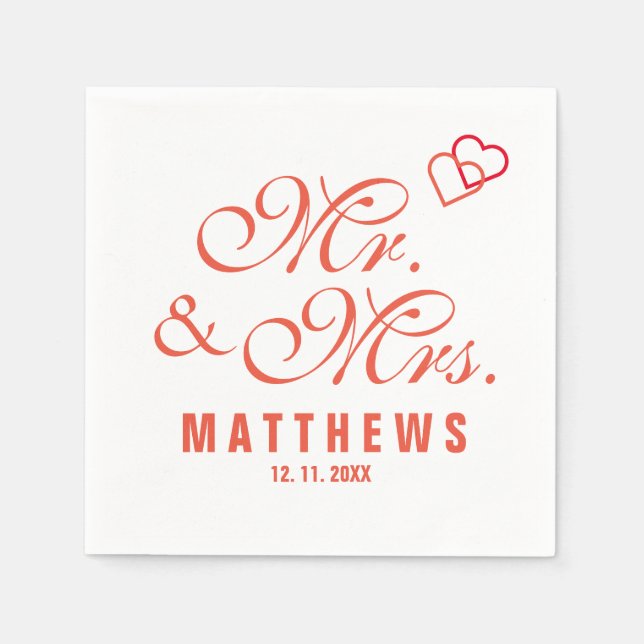 Elegant Mint Grey Mr. und Mrs. Wedding Monogram Na Serviette (Vorderseite)