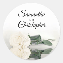 Elegant Mirrored Ivory White Rose Wedding Runder Aufkleber