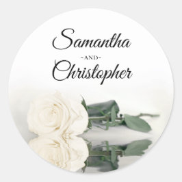 Elegant Mirrored Ivory White Rose Wedding Runder Aufkleber