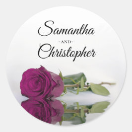 Elegant Mirrored Magenta Rose Wedding Runder Aufkleber