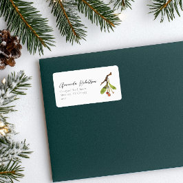 Elegant Mistletoe Christmas Adressaufkleber