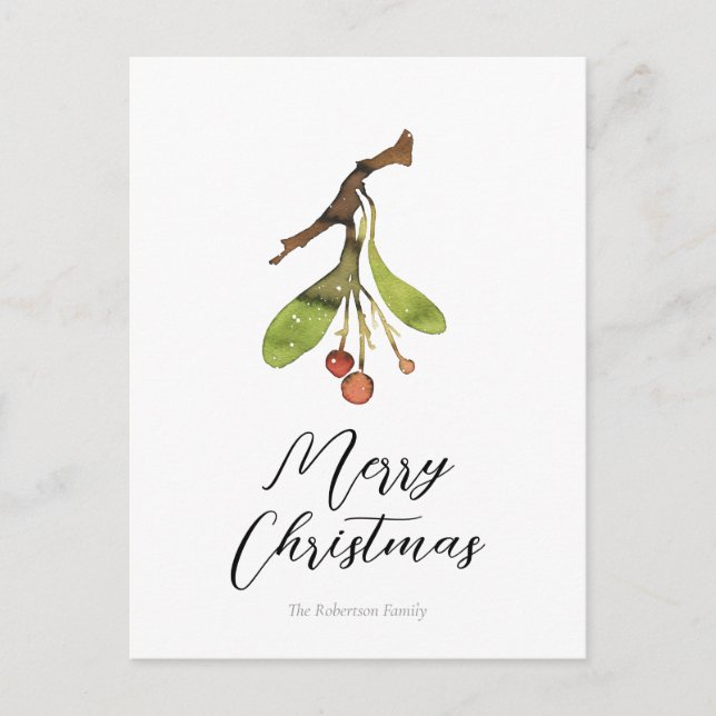Elegant Mistletoe Christmas Postkarte (Vorderseite)