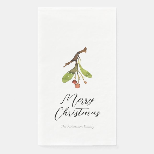 Elegant Mistletoe Christmas Serviette (Vorderseite)