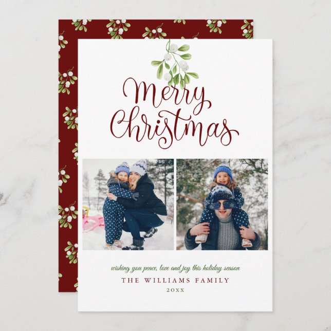 Elegant Mistletoe Frohe Weihnachten 2 Foto (Vorne/Hinten)