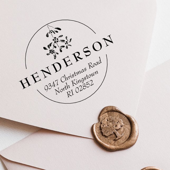 Elegant Mistletoe Weihnachtsfeiertage Rücksendeadr Gummistempel (Von Creator hochgeladen)