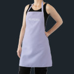 Elegant Misty Lilac Personalisiert Name - Schürze<br><div class="desc">Mit dieser glänzenden lila Schürze können Sie in elegantem minimalistischem Design und Ihrem personalisierten Namen (wie Aurora) in einem anmutigen Schriftart kochen, backen oder stilvoll kreieren. Diese Schürze ist sowohl für Komfort als auch für Mode konzipiert und macht einen schönen Eindruck in jeder Küche oder im kreativen Raum. Ideal für...</div>