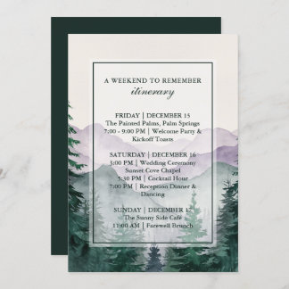 Elegant Misty Mountain Forest Itinerary Card Einladung