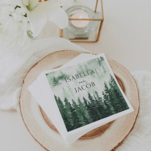 Elegant Misty Pine Forest Wedding Serviette