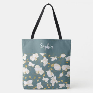 Elegant mit goldfarbenen und weißen Orchideen aqua