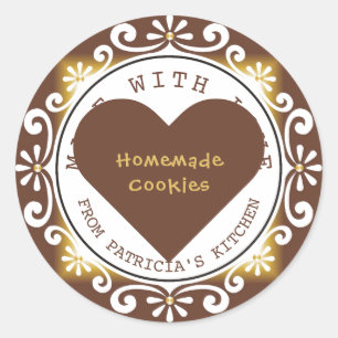 Elegant mit Liebe-Cookies aus der Küche von Runder Aufkleber