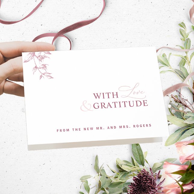 Elegant mit Liebe und Dankbarkeit Rosa, Burgund Dankeskarte (Von Creator hochgeladen)